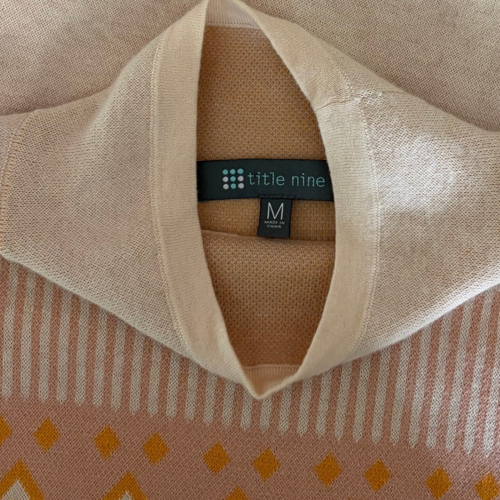 TITLE NINE Barra Tunic Sweater Fair Isle Elderflower Fairisle Mock Neck Medium - Picture 13 of 15